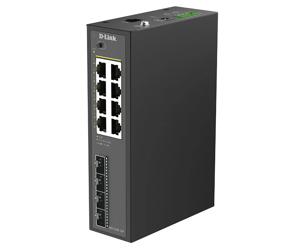 D-Link DIS-210G-12P Gigabit Industrial PoE+ Switch