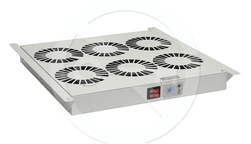 Ventilační jednotka 6 vent.,termostat, do stropu i dna VJ-R6, šedá