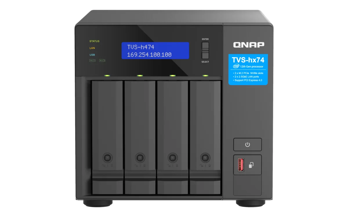 QNAP TVS-h474-i3-8G NAS 4core 4,3GHz ZFS 16GB RAM