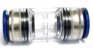 Spojka mikrotrubiček s kovovou vložkou - přímá, průhledná, prům.14/10mm vodotěsná