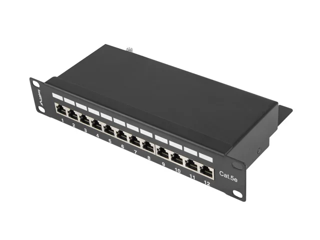 PATCH PANEL 12PORT 1U 10" CAT.5E FTP STÍNĚNÝ ČERNÝ LANBERG