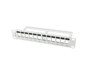 PATCH PANEL 12 PORTŮ 1U S ORGANIZÉREM PRO KEYSTONE MODULY ŠEDÝ LANBERG