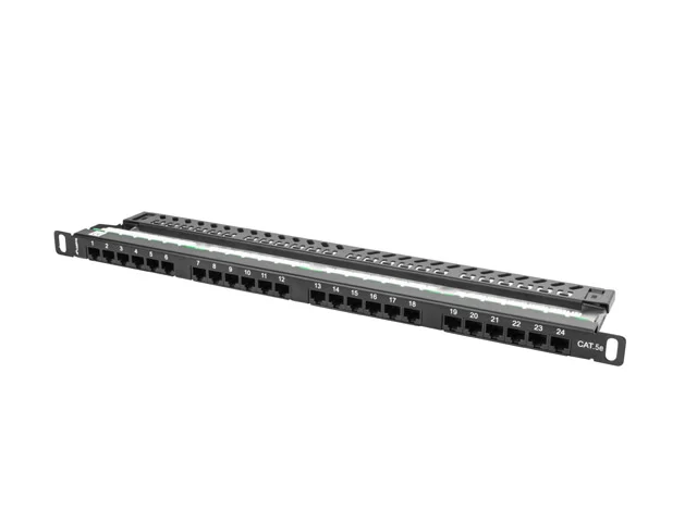 PATCH PANEL 24 PORTŮ 0,5U 19" CAT.5E UTP ČERNÝ LANBERG