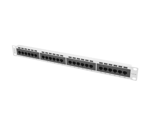 PATCH PANEL 24 PORTŮ 1U 19" CAT.5E UTP ŠEDÝ LANBERG