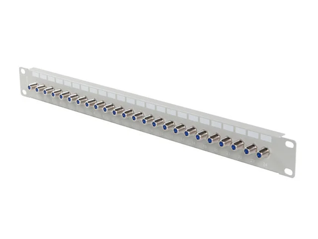 PATCH PANEL 24 PORTŮ 1U S KONEKTOREM TYPU F ŠEDÝ LANBERG