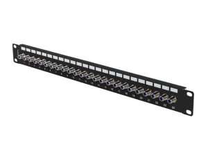 PATCH PANEL 24 PORTŮ 1U S KONEKTOREM TYPU F ČERNÝ LANBERG