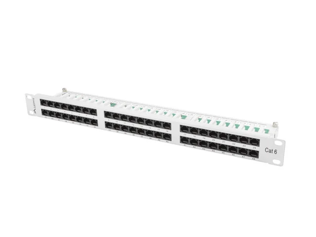 PATCH PANEL 48 PORTŮ 1U 19" CAT.6 UTP ŠEDÝ LANBERG
