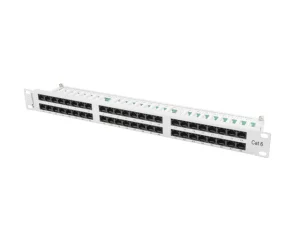 PATCH PANEL 48 PORTŮ 1U 19" CAT.6 UTP ŠEDÝ LANBERG