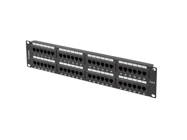 PATCH PANEL 48 PORTŮ 2U 19" CAT.6 UTP ČERNÝ LANBERG