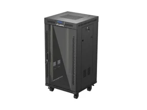 19" VOLNĚ STOJÍCÍ RACKOVÁ SKŘÍŇ 22U 600X600 ČERNÉ SKLENĚNÉ DVEŘE LANBERG (PLOCHÉ BALENÍ) V2