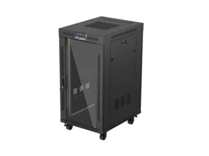 19" VOLNĚ STOJÍCÍ RACKOVÁ SKŘÍŇ 22U 600X800 ČERNÉ SKLENĚNÉ DVEŘE LANBERG (PLOCHÉ BALENÍ) V2