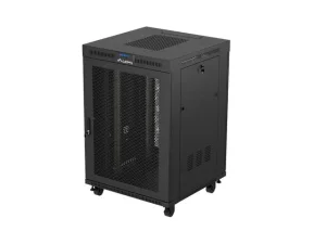 19" VOLNĚ STOJÍCÍ RACKOVÁ SKŘÍŇ 22U/800X800 (FLAT PACK) ČERNÁ S PROSKLENÝMI DVEŘMI LCD LANBERG V2
