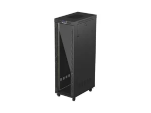 19" VOLNĚ STOJÍCÍ RACKOVÁ SKŘÍŇ 42U/600X1000 (FLAT PACK) S PROSKLENÝMI DVEŘMI LCD ČERNÁ LANBERG V2