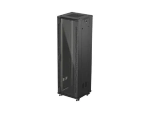 19" VOLNĚ STOJÍCÍ RACKOVÁ SKŘÍŇ 42U/600X600 (FLAT PACK) S PROSKLENÝMI DVEŘMI ČERNÁ LANBERG