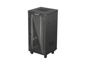 19" VOLNĚ STOJÍCÍ RACKOVÁ SKŘÍŇ 24U 600X600 ČERNÉ SKLENĚNÉ DVEŘE LCD LANBERG (FLAT PACK) V2