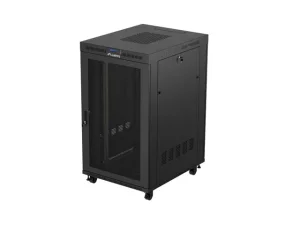 19" VOLNĚ STOJÍCÍ RACKOVÁ SKŘÍŇ 27U 800X1000 ČERNÝ LCD S PERFOROVANÝMI DVEŘMI LANBERG (FLAT PACK) V2