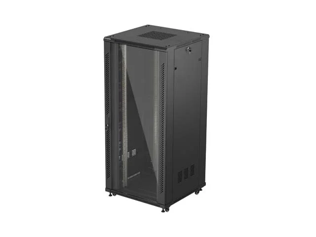19" VOLNĚ STOJÍCÍ RACKOVÁ SKŘÍŇ 37U 800X800 ČERNÉ SKLENĚNÉ DVEŘE LANBERG (PLOCHÉ BALENÍ)