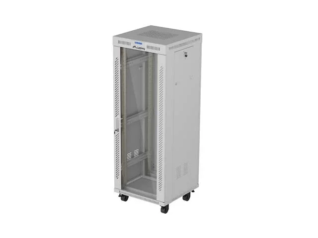 INSTALAČNÍ STOJAN 19" 32U 600X600 ŠEDÉ SKLENĚNÉ DVEŘE LCD LANBERG (FLAT PACK) V2