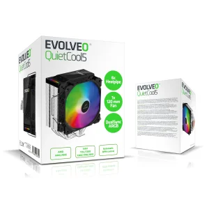 EVOLVEO QuietCool5, CPU chladič, 6x heatpipe, černý - obrázek 13
