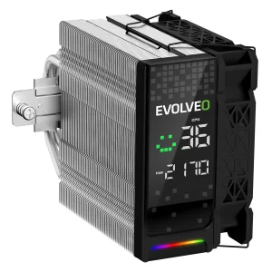 EVOLVEO QuietCool7, CPU chladič s digitálním displejem, 6x heatpipe, černý - obrázek 14