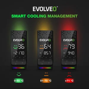 EVOLVEO QuietCool7, CPU chladič s digitálním displejem, 6x heatpipe, černý - obrázek 6