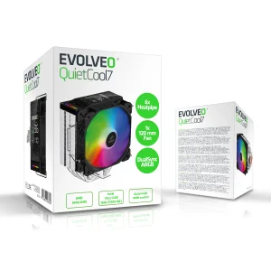 EVOLVEO QuietCool7, CPU chladič s digitálním displejem, 6x heatpipe, černý - obrázek 9