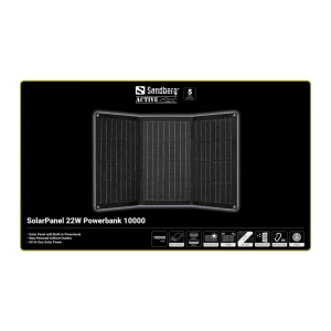 Sandberg SolarPanel 22W Powerbank 10000 mAh, solární powerbanka, černá - obrázek 2