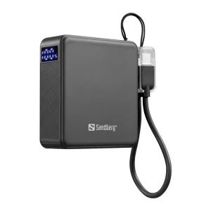 Sandberg Nano Powerbank 10000 mAh PD20W, kompaktní powerbanka s USB-C kabelem, černá - obrázek 2