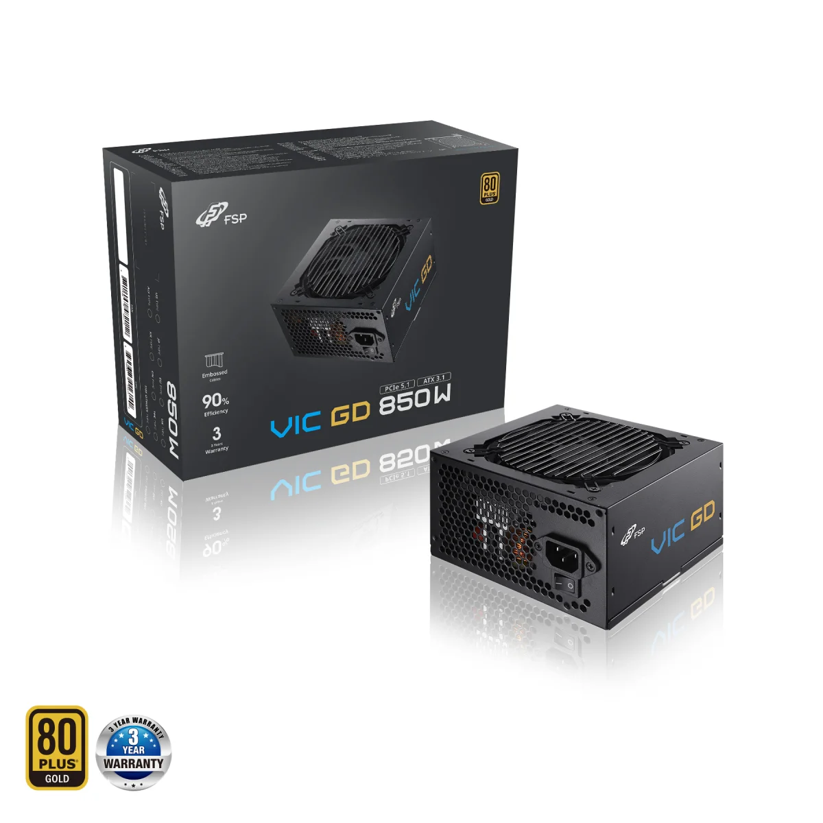 FSP VIC GD 850, 80PLUS GOLD, ATX 3.1, 850W