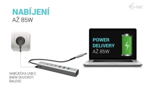 i-tec USB-C/USB-A Metal HUB 6 port (3x USB-C, 3x USB-A), LAN, Power Delivery 85W - obrázek 9