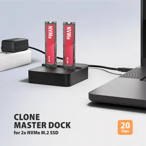 AXAGON ADSA-M2C22L, USB-C 20Gbps dokovací stanice pro 2× M.2 NVMe SSD s funkcí klonování - obrázek 12