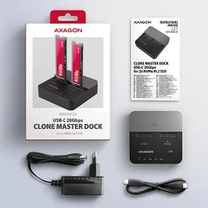 AXAGON ADSA-M2C22L, USB-C 20Gbps dokovací stanice pro 2× M.2 NVMe SSD s funkcí klonování - obrázek 4