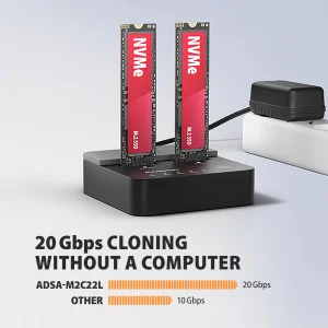 AXAGON ADSA-M2C22L, USB-C 20Gbps dokovací stanice pro 2× M.2 NVMe SSD s funkcí klonování - obrázek 9