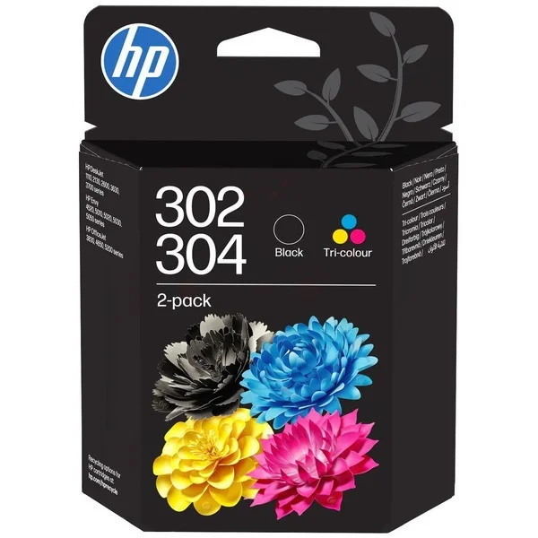 Inkoustová náplň HP 302/304 trojbarevná a černá 2 ks