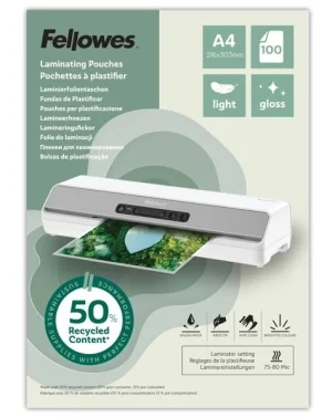 Laminovací fólie Fellowes A4 80 mic z recyklovaného materiálu (50%), lesklé
