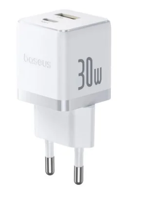 Baseus Rychlonabíječka do sítě Palm 30W 1xUSB-A 1xUSB-C PD QC 3.0 bílá - obrázek 2