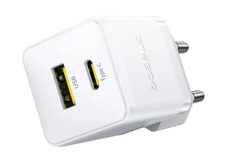 Baseus Rychlonabíječka do sítě Palm 30W 1xUSB-A 1xUSB-C PD QC 3.0 bílá