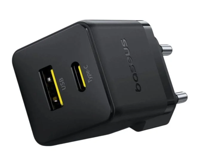Baseus Rychlonabíječka do sítě Palm 30W 1xUSB-A 1xUSB-C PD QC 3.0 černá