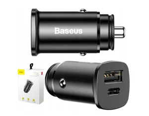 Baseus Rychlonabíječka do auta USB/USB-C QC 30W černá - obrázek 2