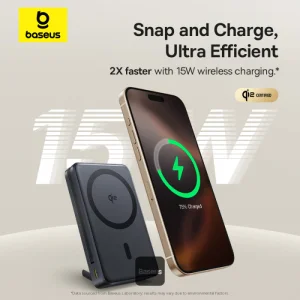 Baseus Powerbanka PicoGo Qi2 10000mAh 45W s kabelem USB-C černá - obrázek 3