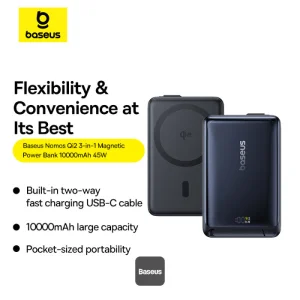 Baseus Powerbanka PicoGo Qi2 10000mAh 45W s kabelem USB-C černá - obrázek 4