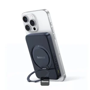 Baseus Powerbanka PicoGo Qi2 s otočným stojanem a bezdrátovým nabíjením 5000mAh 20W USB-C černá - obrázek 2