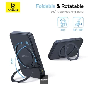 Baseus Powerbanka PicoGo Qi2 s otočným stojanem a bezdrátovým nabíjením 5000mAh 20W USB-C černá - obrázek 3