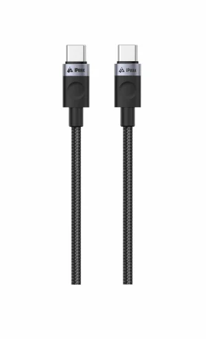 TEXTILNÍ KABEL USB-C / USB-C 1M, USB 2.0 ČERNÝ - obrázek 2