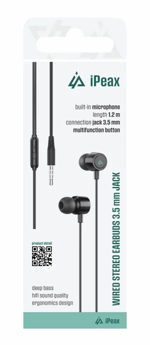 DRÁTOVÁ SLUCHÁTKA 3,5MM JACK ČERNÁ