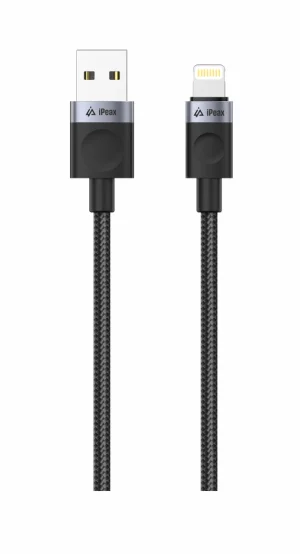 TEXTILNÍ KABEL USB-A / LIGHTNING 1M, USB 2.0 ČERNÝ - obrázek 3