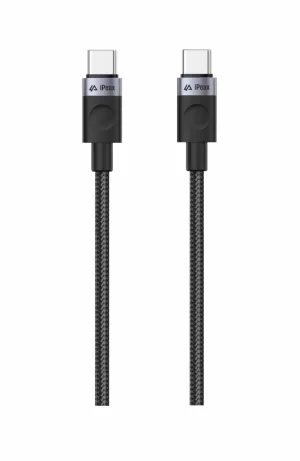 TEXTILNÍ KABEL USB-C / USB-C 1,5M, USB 2.0 ČERNÝ - obrázek 2