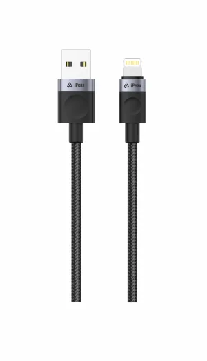TEXTILNÍ KABEL USB-A/LIGHTNING 1,5M, USB 2.0 ČERNÝ - obrázek 2