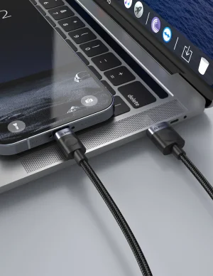 TEXTILNÍ KABEL USB-A/LIGHTNING 1,5M, USB 2.0 ČERNÝ - obrázek 3