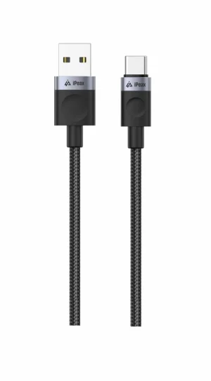 TEXTILNÍ KABEL USB-A / USB-C 1,5M, USB 2.0 ČERNÝ - obrázek 2